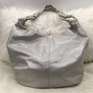 HOBO Silver Metallic Slouch Shoulder Bag